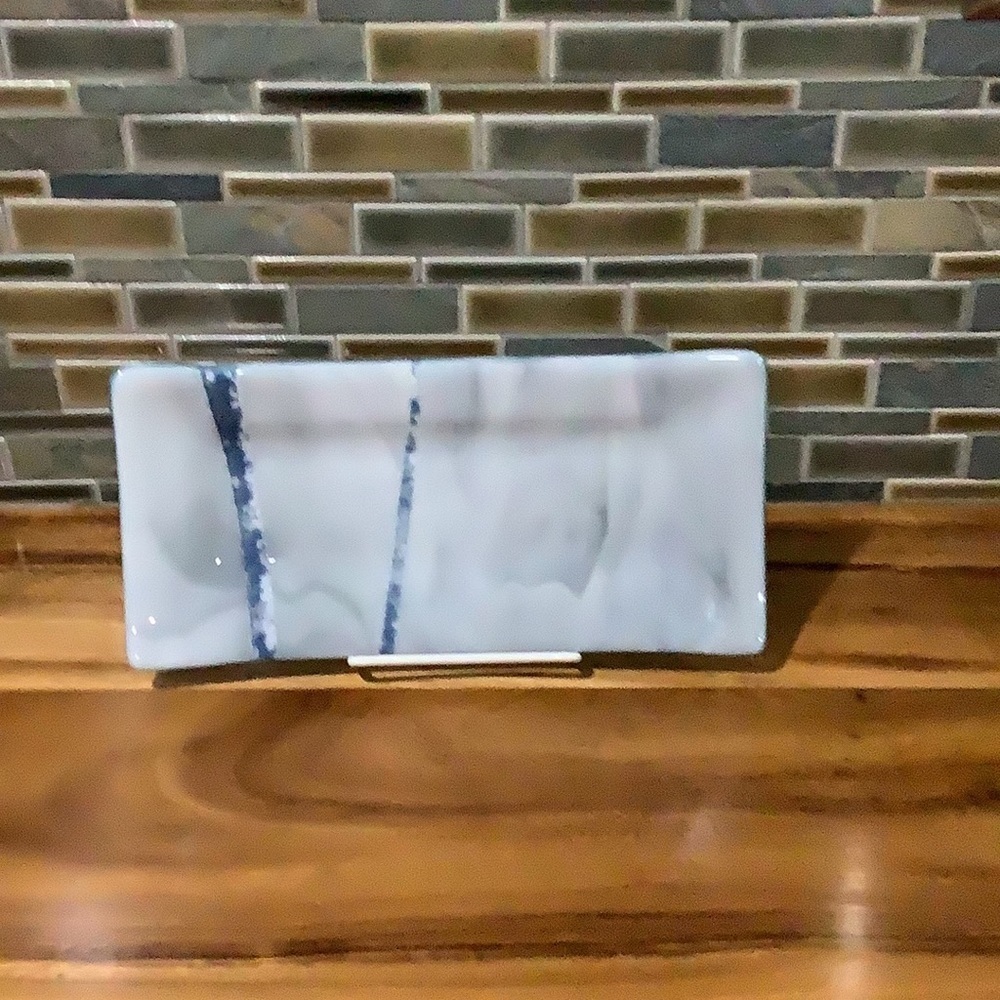 Fused Glass Dish - Blue and Gray